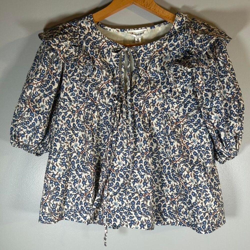 Cottagecore Ditsy Floral Ruffle Top | &Merci Romantic Tie-Neck Blouse